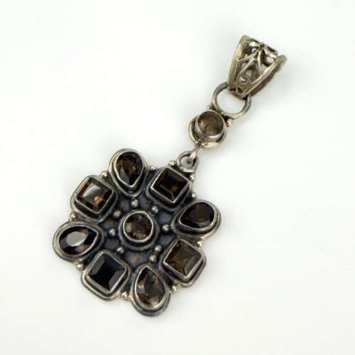 Vintage 925 Sterling Silver Natural Smoky Topaz Gemstones Pendant Vintage 925 Sterling Silver Natural Smoky Topaz Gemstones Pendant