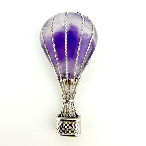 Vintage W.E. Richards Sterling Silver Amethyst Hot Air Balloon Brooch Pin Vintage W.E. Richards Sterling Silver Amethyst Hot Air Balloon Brooch Pin
