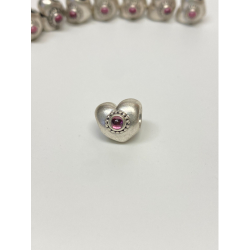 Pandora Heart Charm Retired Super Pretty Pink Rhodolite Sterling Silver 925 ALE Pandora Heart Charm Retired Super Pretty Pink Rhodolite Sterling Silver 925 ALE