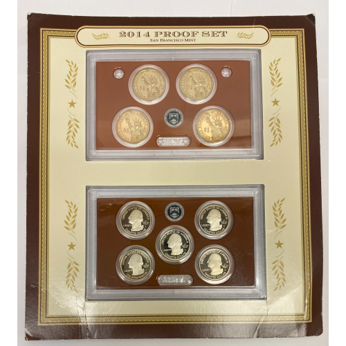 2014 Proof set San Francisco mint, 9 coins, two cases with 1$ and Quarter Dollar 2014 Proof set San Francisco mint, 9 coins, two cases with 1$ and Quarter Dollar