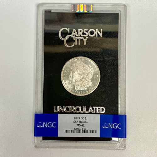 1879-CC Morgan Dollar GSA HOARD S$1 NGC MS62 1879-CC Morgan Dollar GSA HOARD S$1 NGC MS62