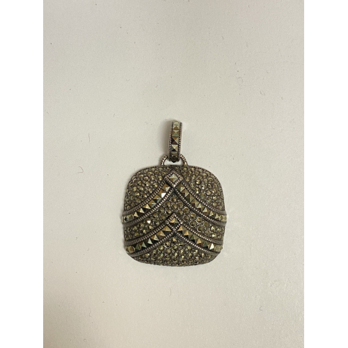 Antique Sterling Silver 925 Marcasite Square Pendant !!!! Antique Sterling Silver 925 Marcasite Square Pendant !!!!