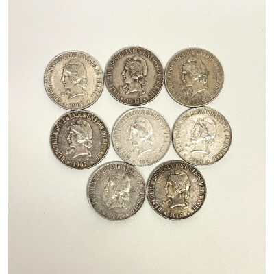 1907 Brazil 2000 Reis Set of 8 Coins Different Condition 1907 Brazil 2000 Reis Set of 8 Coins Different Condition