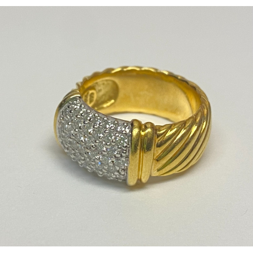David Yurman 18K Yellow Gold 10mm Metro Cable Wide Band Diamond Ring Size 7 David Yurman 18K Yellow Gold 10mm Metro Cable Wide Band Diamond Ring Size 7