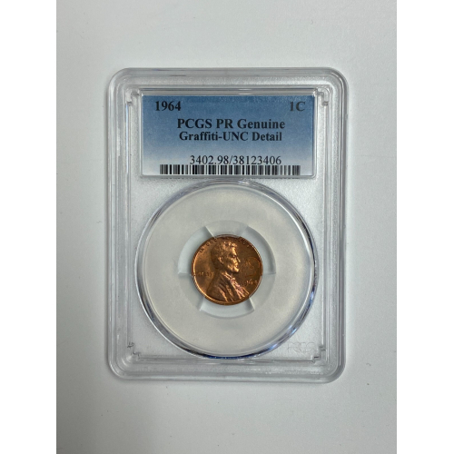 1964 PCGS Lincoln Memorial Penny 1C Genuine Graffiti-UNC Detail 1964 PCGS Lincoln Memorial Penny 1C Genuine Graffiti-UNC Detail