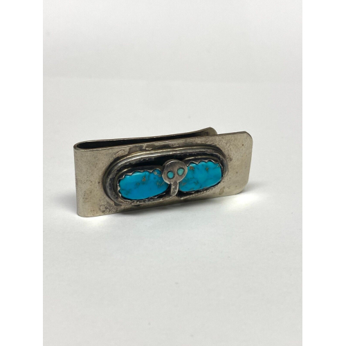Money clip with Snake by Zuni artist Effie Calavaza, Sterling Silver Turquoise Money clip with Snake by Zuni artist Effie Calavaza, Sterling Silver Turquoise
