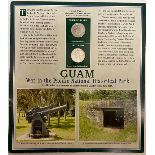 2019 P+D W. Guam War in the Pacific National Historical Park Quarters + 2 Stamps 2019 P+D W. Guam War in the Pacific National Historical Park Quarters + 2 Stamps