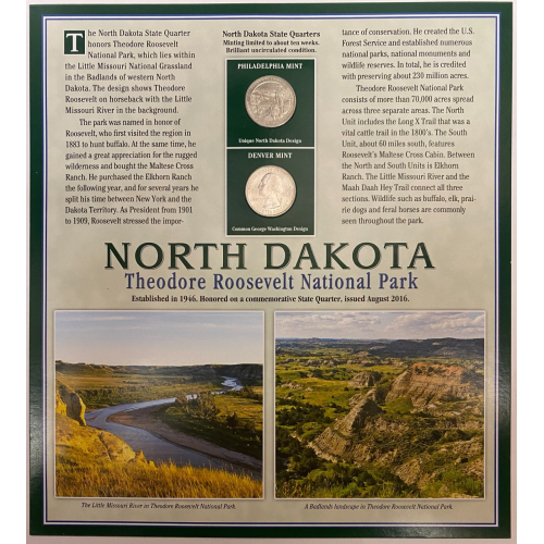2016-P&D N. Dakota Roosevelt Quarters, Postal Commemorative Society w/(2) Stamp 2016-P&D N. Dakota Roosevelt Quarters, Postal Commemorative Society w/(2) Stamp