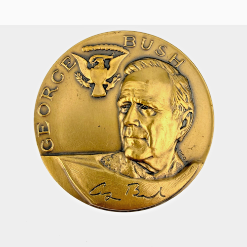 1989 USA 41st PRESIDENT BUSH G BRONZE 70MM MEDAL 1989 USA 41st PRESIDENT BUSH G BRONZE 70MM MEDAL