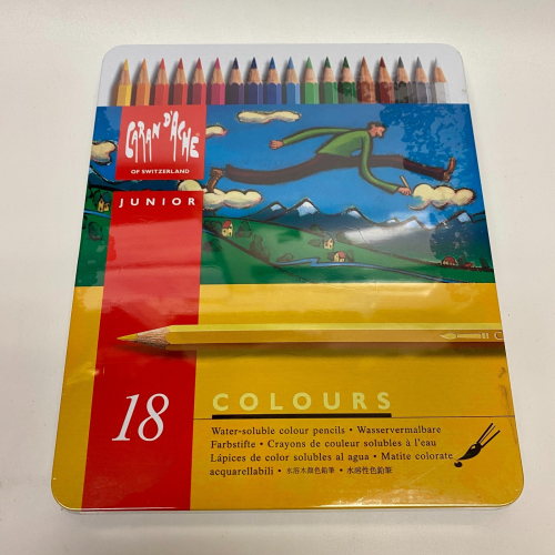 Caran d'Ache Junior 18 Water-Soluble Colour Pencils Tin NEW Swiss | 104053 Caran d'Ache Junior 18 Water-Soluble Colour Pencils Tin NEW Swiss | 104053