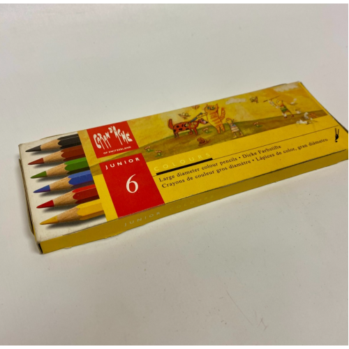 Caran d'Ache Junior 6 Large Diameter Colour Pencils NEW Swiss Made | 113062 Caran d'Ache Junior 6 Large Diameter Colour Pencils NEW Swiss Made | 113062