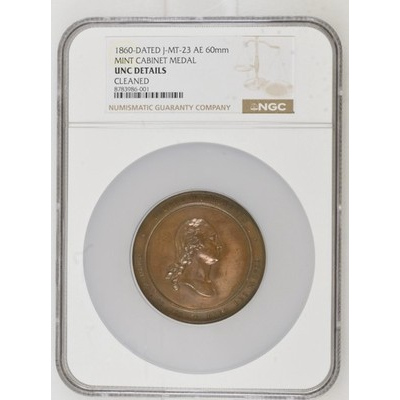 1860 George Washington Mint Cabinet Medal J-MT-23 60mm NGC UNC Details 1860 George Washington Mint Cabinet Medal J-MT-23 60mm NGC UNC Details