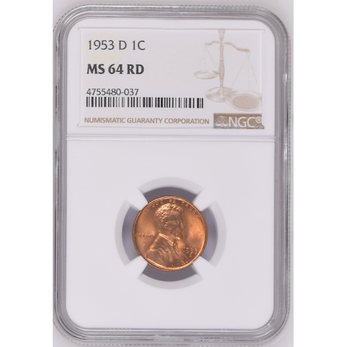 1953 D NGC LINCOLN WHEAT PENNY MS 64RD 1953 D NGC LINCOLN WHEAT PENNY MS 64RD