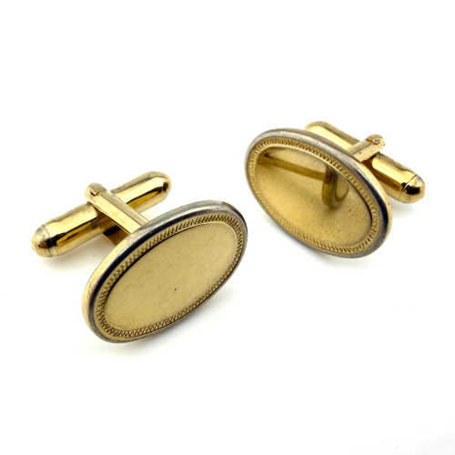 Brushed Finish Oval Cuff Links Men's Jewelry Gold Tone Brushed Finish Oval Cuff Links Men's Jewelry Gold Tone