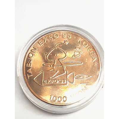 South Korea 1000 Won, 1993 Gem Unc Taejon International Expo South Korea 1000 Won, 1993 Gem Unc Taejon International Expo