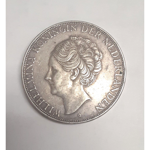 1938 Wilhelmina Koningin der Nederlanden 25 Cent Silver Coin 1938 Wilhelmina Koningin der Nederlanden 25 Cent Silver Coin