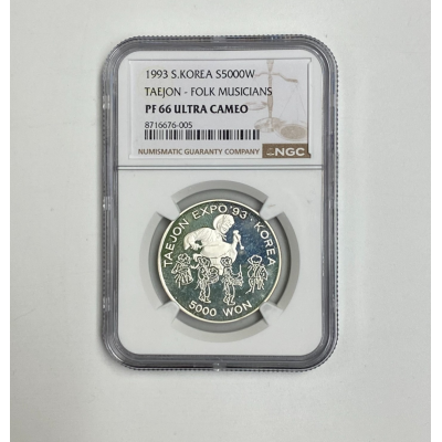 1993 NGC PF 66 Ultra Cameo S.Korea Taejon S5000 W Silver Coin 1993 NGC PF 66 Ultra Cameo S.Korea Taejon S5000 W Silver Coin