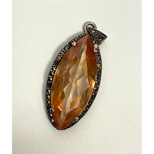Sterling Silver Glass and Marcasite Stones Pendant Sterling Silver Glass and Marcasite Stones Pendant