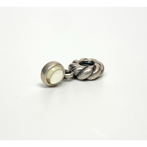Authentic Pandora Silver and Lime Quartz Dangle Disc Charm 790435LQ Authentic Pandora Silver and Lime Quartz Dangle Disc Charm 790435LQ