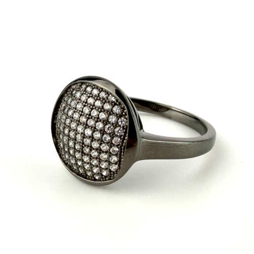 Black Rhodium 925 Silver Cubic Zirconia Ring Sz 7 Black Rhodium 925 Silver Cubic Zirconia Ring Sz 7
