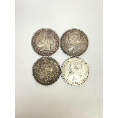 Lot of 4 Coins, BRAZIL SILVER 2000 Reis 1869, 1887, 1888 Lot of 4 Coins, BRAZIL SILVER 2000 Reis 1869, 1887, 1888
