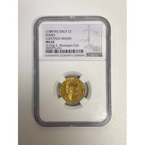 1789-97 Italy Gold Zecchino Venice Ludovico Manin NGC MS63 1789-97 Italy Gold Zecchino Venice Ludovico Manin NGC MS63