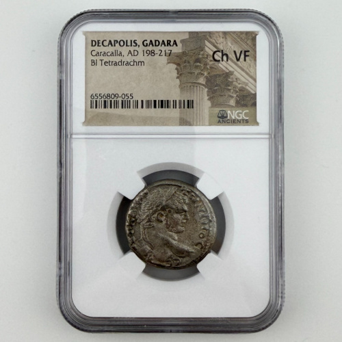 DECAPOLIS, GADARA Caracalla (AD 198-217) BI Tetradrachm - NGC Ch VF DECAPOLIS, GADARA Caracalla (AD 198-217) BI Tetradrachm - NGC Ch VF