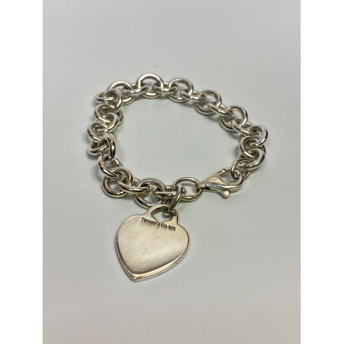 Tiffany & Co Sterling Silver Blank Heart Link Bracelet Retired Tiffany & Co Sterling Silver Blank Heart Link Bracelet Retired
