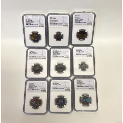 NGC UNC Details–8 Coins: Artificial Toning (7×25C, 1×10C), Altered Color (1×1C) NGC UNC Details–8 Coins: Artificial Toning (7×25C, 1×10C), Altered Color (1×1C)