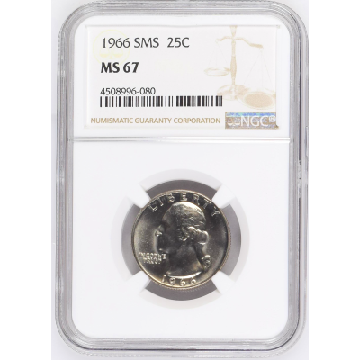 NGC 1966 George Washington 25c MS 67 Mint Coin NGC 1966 George Washington 25c MS 67 Mint Coin