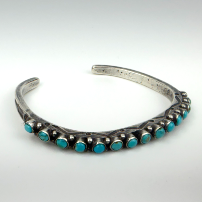 Old Pawn Navajo Sterling Silver Fifteen SNAKE EYE TURQUOISE Bracelet Old Pawn Navajo Sterling Silver Fifteen SNAKE EYE TURQUOISE Bracelet