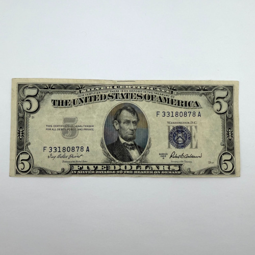 1953 A Series $5 Blue Seal Silver Certificate, F33180878A, Atlanta F Distr. 1953 A Series $5 Blue Seal Silver Certificate, F33180878A, Atlanta F Distr.