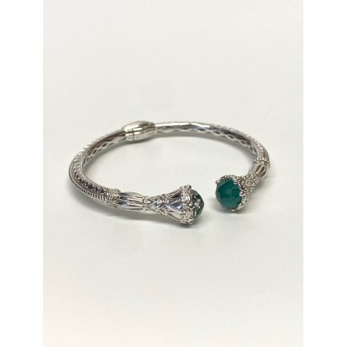 Gabriel & Co Sterling Silver And Steel Bangle S294719 With Green Carved Stone Gabriel & Co Sterling Silver And Steel Bangle S294719 With Green Carved Stone