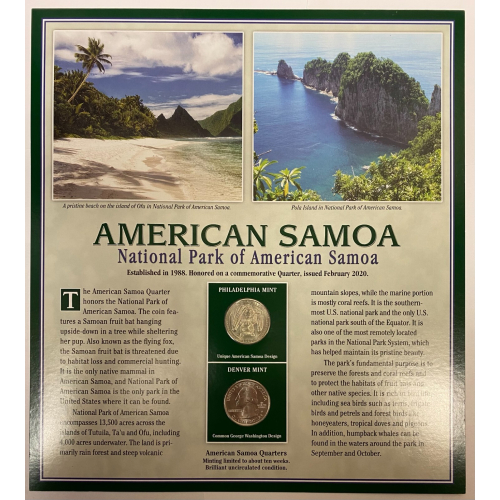 2020 National Park of American Samoa Quarter P&D coins w/2 Stamp 2020 National Park of American Samoa Quarter P&D coins w/2 Stamp
