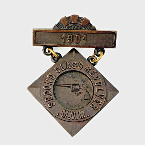 1901 US Pre WWI Massachusetts Volunteer Militia Revolver Shooting Badge 1901 US Pre WWI Massachusetts Volunteer Militia Revolver Shooting Badge