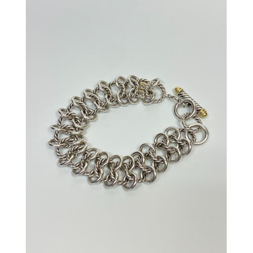 David Yurman Sterling Silver 18 K Spiral Circle Link Bracelet 7.5” David Yurman Sterling Silver 18 K Spiral Circle Link Bracelet 7.5”