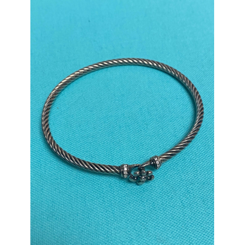 David Yurman Fleur-de-Lis Sterling Silver 2.15" Diameter Diamond Bangle Bracelet David Yurman Fleur-de-Lis Sterling Silver 2.15" Diameter Diamond Bangle Bracelet