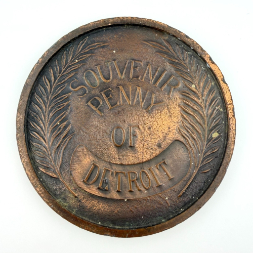 Large 2,9" Souvenir Penny of DETROIT - Three Monkey No Evil Reverse, Early 1900s Large 2,9" Souvenir Penny of DETROIT - Three Monkey No Evil Reverse, Early 1900s