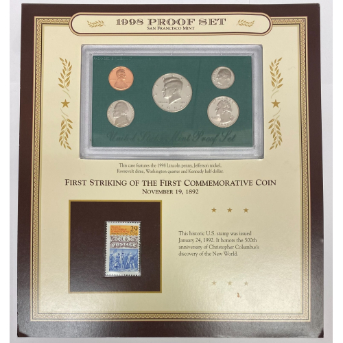 1998 US Mint Proof Set San Francisco Set Display Card W/Stamp Columbia’s Expo 1998 US Mint Proof Set San Francisco Set Display Card W/Stamp Columbia’s Expo
