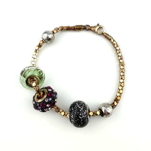925 Sterling Silver Italian RCI Bracelet With Large Charms, 7.5 ich 925 Sterling Silver Italian RCI Bracelet With Large Charms, 7.5 ich