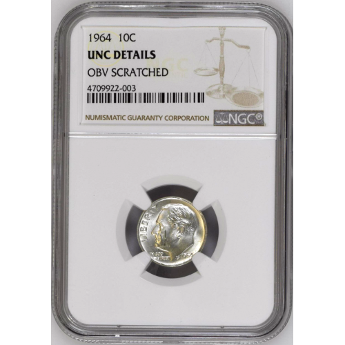 1964 - 10C - Silver Roosevelt Dime - NGC UNC Details 1964 - 10C - Silver Roosevelt Dime - NGC UNC Details