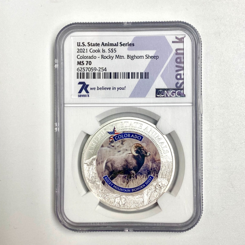 2021 Cook Is. S$5 Colorado - Rocky Mtn. Bighorn Sheep 2021 Cook Is. S$5 Colorado - Rocky Mtn. Bighorn Sheep