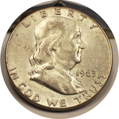 1963 Franklin Half Silver Dollar Coin #009 1963 Franklin Half Silver Dollar Coin #009