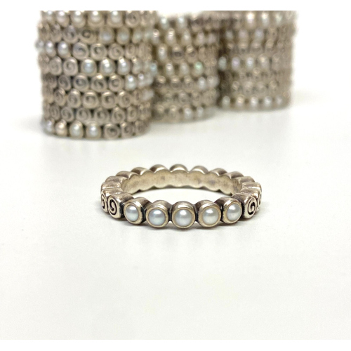 Pandora Silver Oceans Treasure Swirl And Pearl Ring Size 6.5 Authentic 190836P Pandora Silver Oceans Treasure Swirl And Pearl Ring Size 6.5 Authentic 190836P