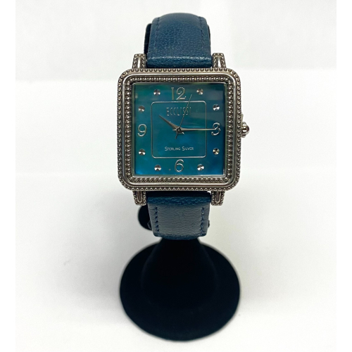 Ecclissi Sterling Silver Women’s Square Watch Blue MOP dial & Leather Band Ecclissi Sterling Silver Women’s Square Watch Blue MOP dial & Leather Band