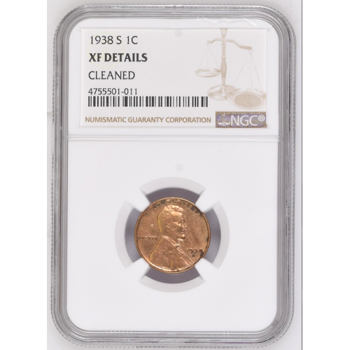 NGC 1938 S 1C LINCOLN CENTS, WHEAT REVERSE XF DETAILS NGC 1938 S 1C LINCOLN CENTS, WHEAT REVERSE XF DETAILS