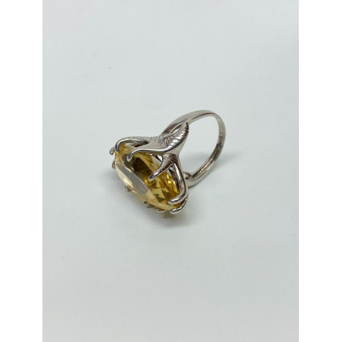 Yellow Citrine Rhodium Over 925 Silver Ring Yellow Citrine Rhodium Over 925 Silver Ring