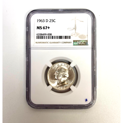 WASHINGTON QUARTER DOLLAR 1963-D 25C NGC MS67+ WASHINGTON QUARTER DOLLAR 1963-D 25C NGC MS67+
