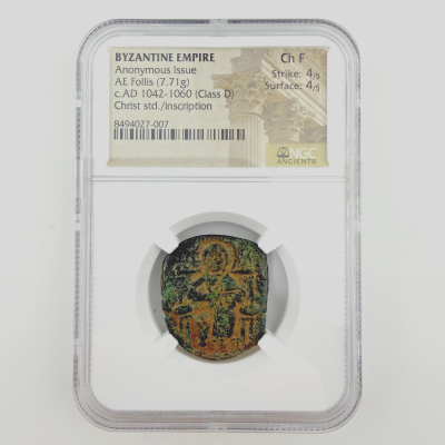 BYZANTINE EMPIRE Anonymous Issue AE Follis c.AD 1042-1060 Class D BYZANTINE EMPIRE Anonymous Issue AE Follis c.AD 1042-1060 Class D