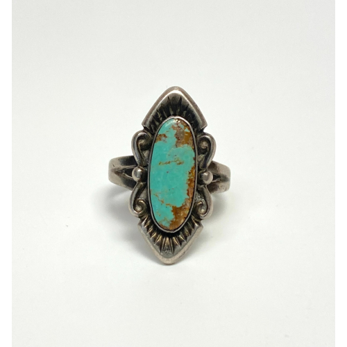 Vintage Sterling Silver 925 Navajo Turquoise Ring Size 5.5 Vintage Sterling Silver 925 Navajo Turquoise Ring Size 5.5